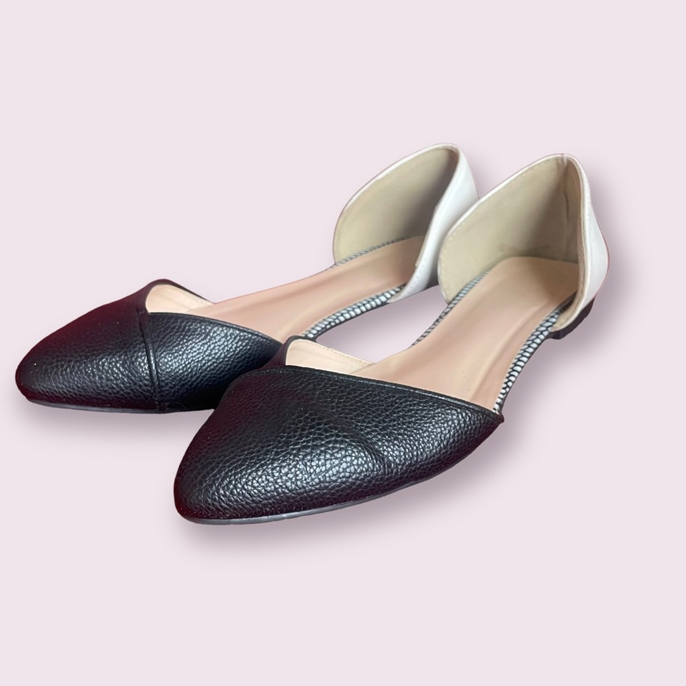 Avon black and white slip on flats